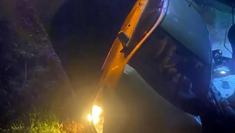 Adana'da Şok Kaza: Otomobil Şarampole Devrildi, İki Yaralı Var